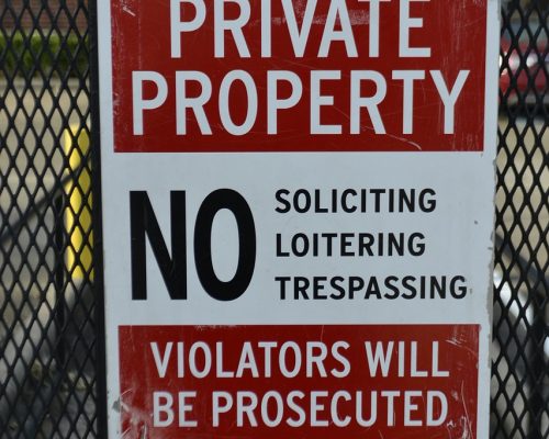 private property sign, no trespassing, violators